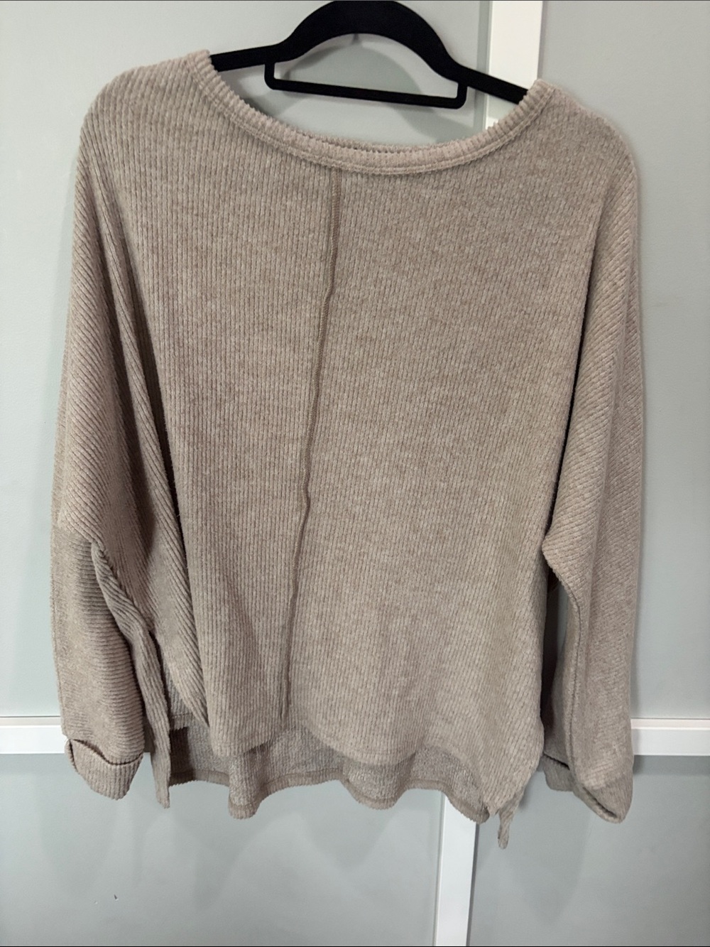 Zenana beige taupe Knit Oversized Pullover light Sweater L/XL